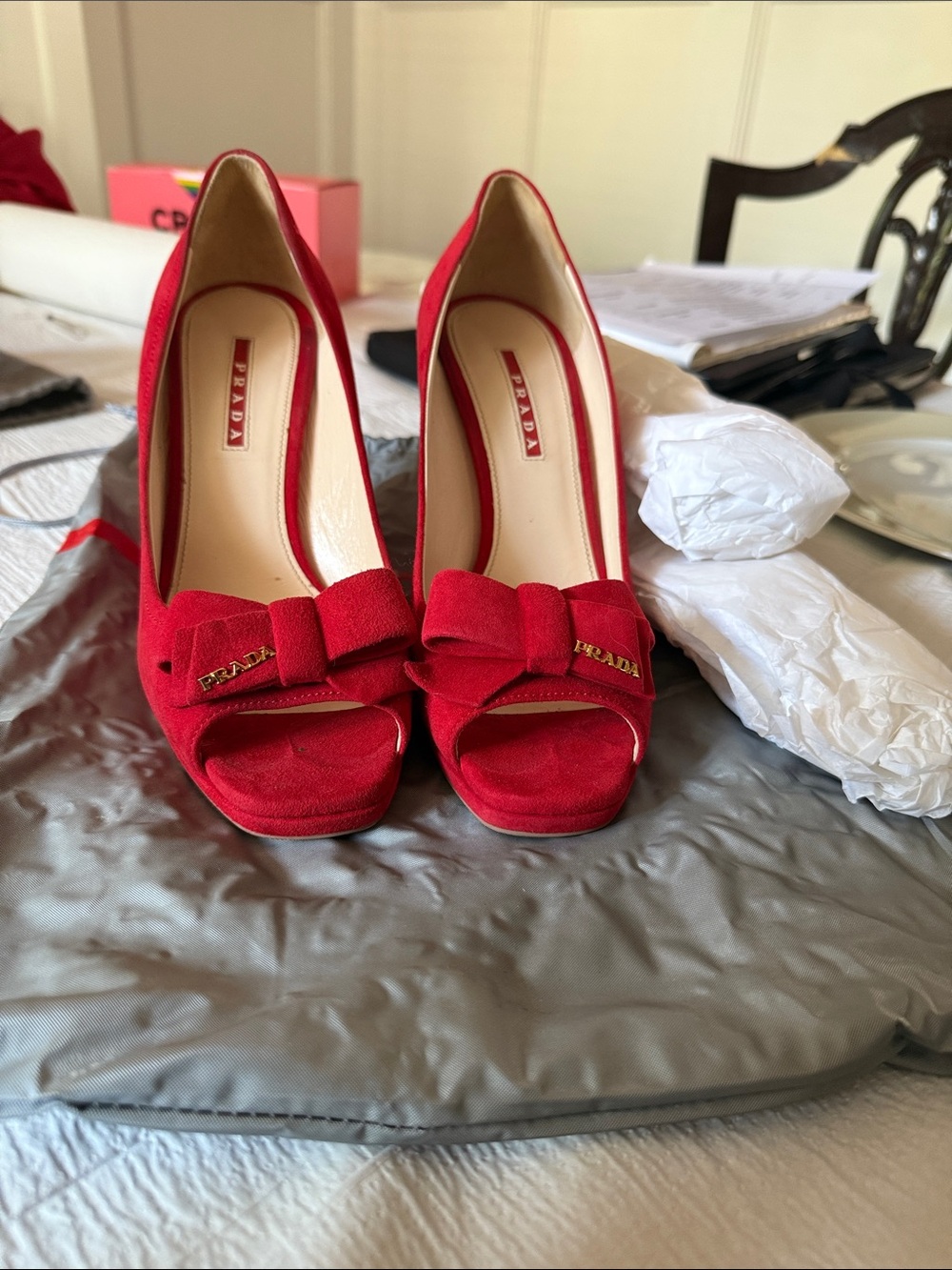 PRADA Red Wedges